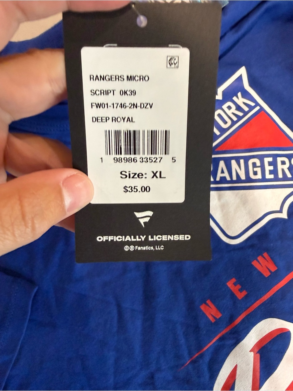 Fanatics Blue New York Rangers Script Logo Tee - Picture 4 of 4